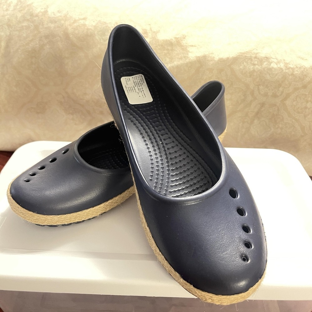 ELEGA SPORT Shoes Womens‎ Size 8 Navy Blue Flats Espadrille Jelly EVA SV-014